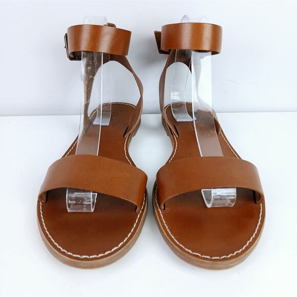 Madewell SZ 9.5 The Boardwalk Ankle-Strap Sandal in English Saddle Runs Small - Picture 3 of 7